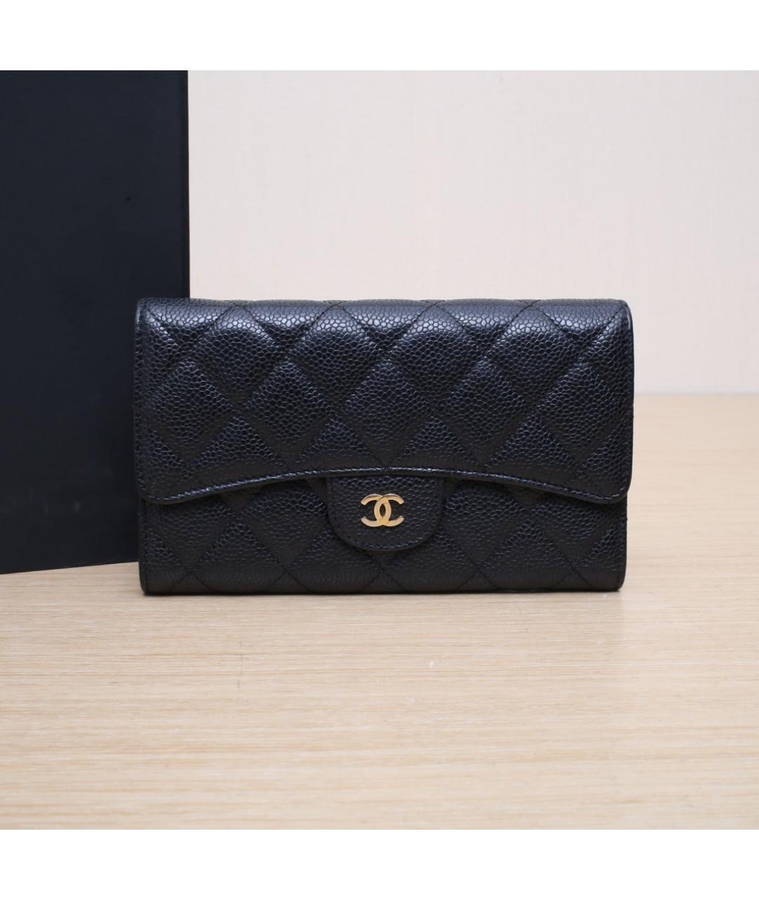 CHANEL Черный кожаный кошелек, фото 2