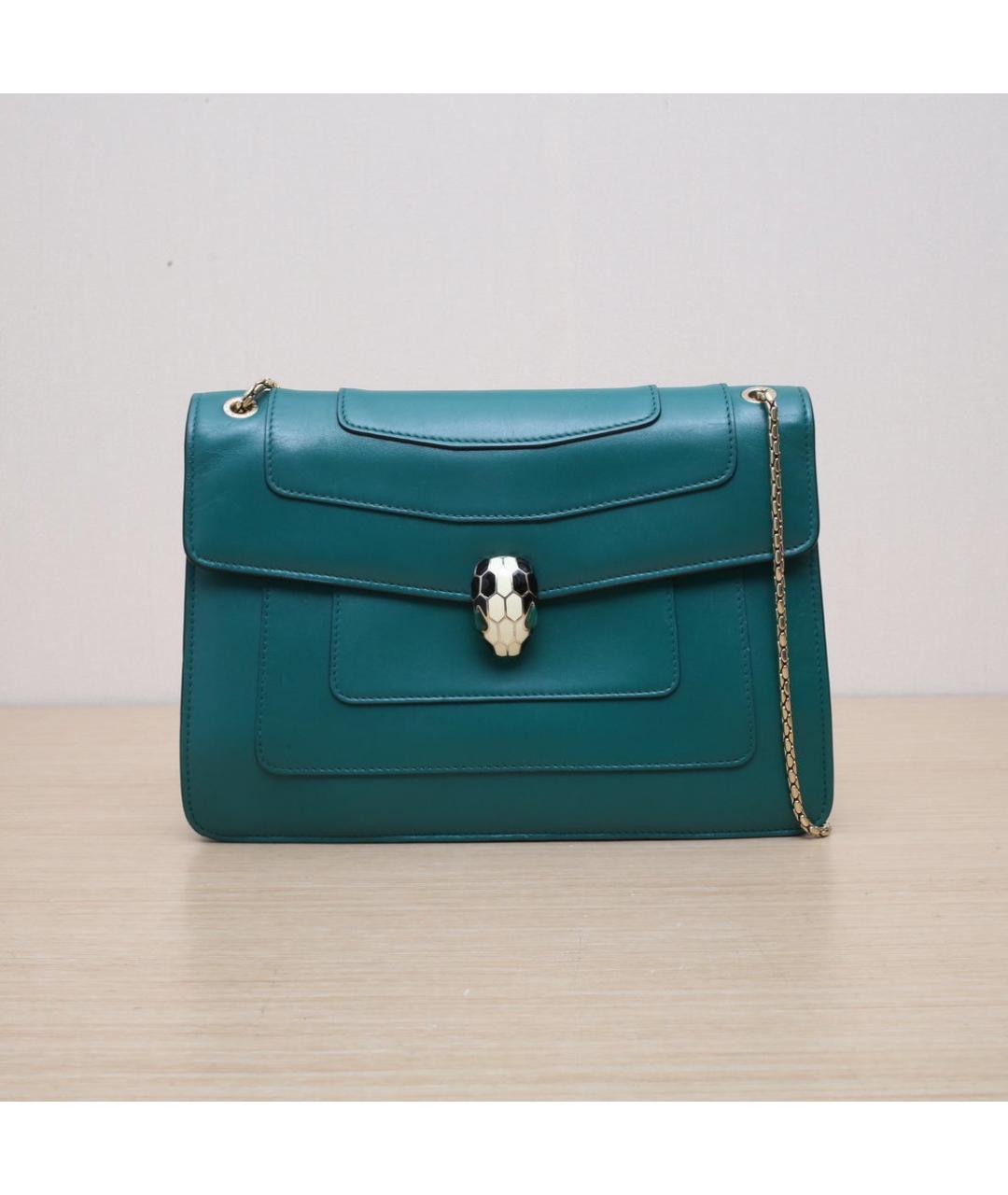 BVLGARI Зеленая кожаная сумка через плечо, фото 3