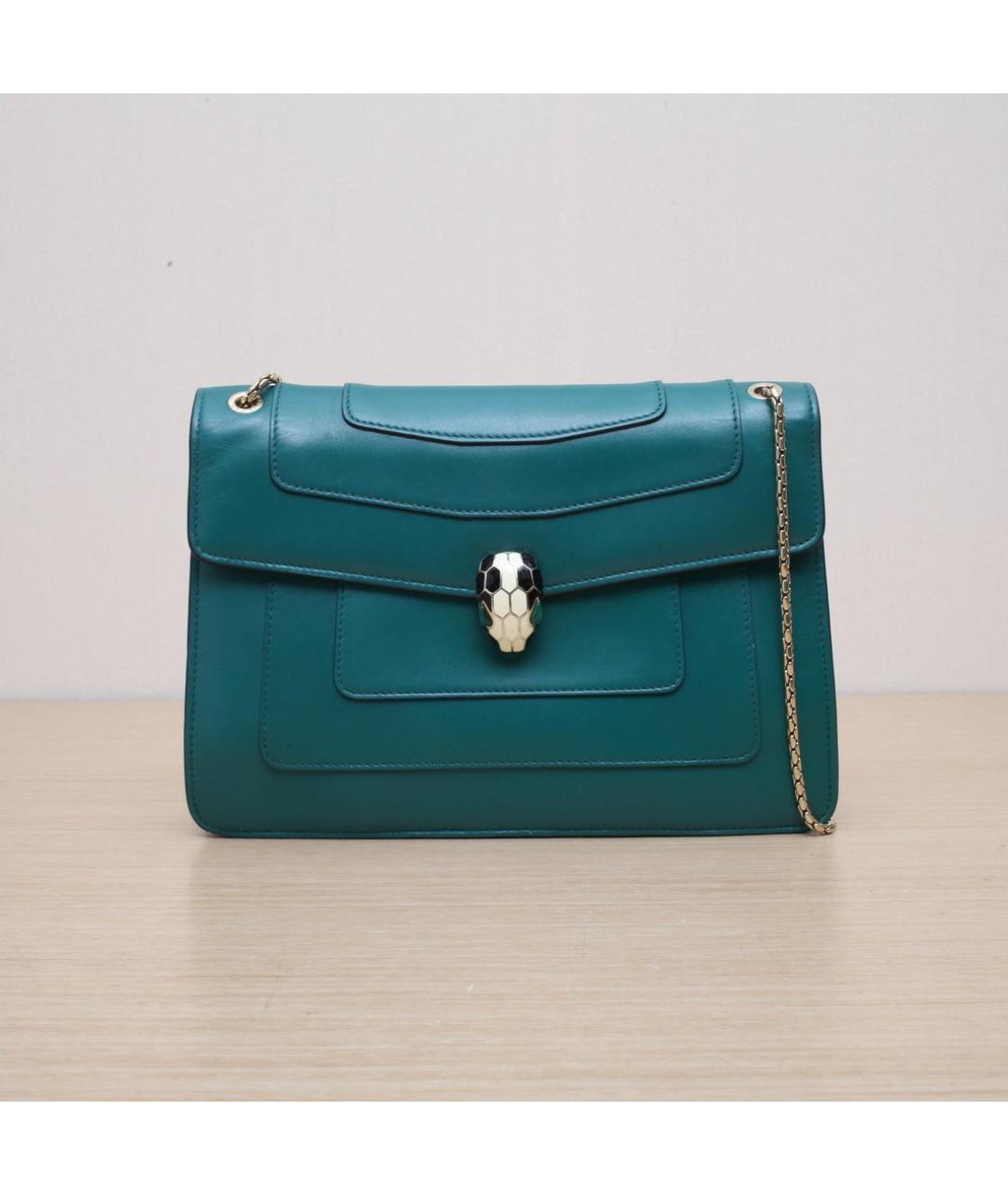BVLGARI Зеленая кожаная сумка через плечо, фото 2