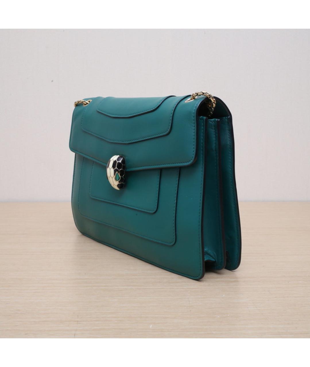 BVLGARI Зеленая кожаная сумка через плечо, фото 4