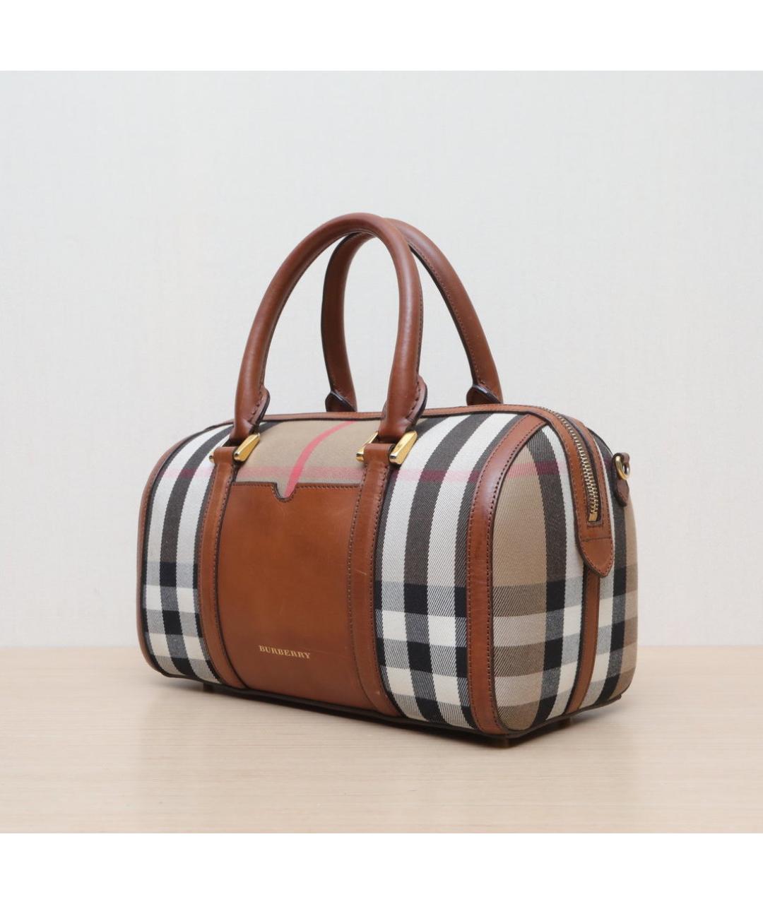 BURBERRY Коричневая жаккардовая сумка с короткими ручками, фото 4