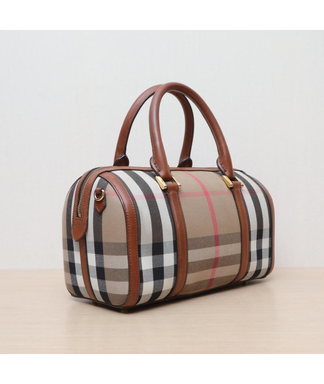 BURBERRY Коричневая жаккардовая сумка с короткими ручками, фото 6