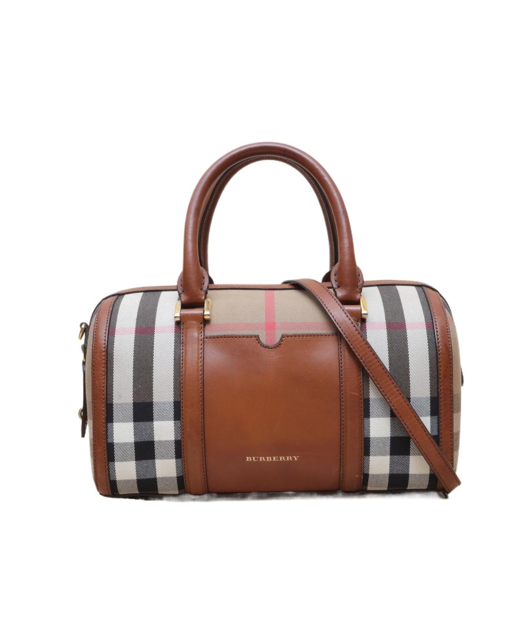 BURBERRY Коричневая жаккардовая сумка с короткими ручками, фото 1
