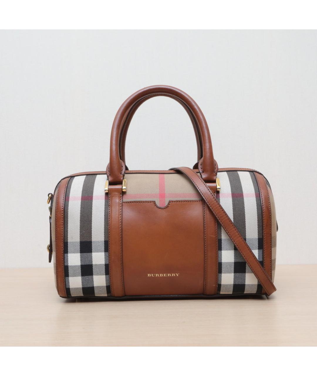 BURBERRY Коричневая жаккардовая сумка с короткими ручками, фото 3
