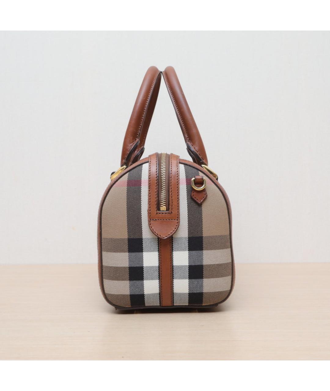 BURBERRY Коричневая жаккардовая сумка с короткими ручками, фото 5