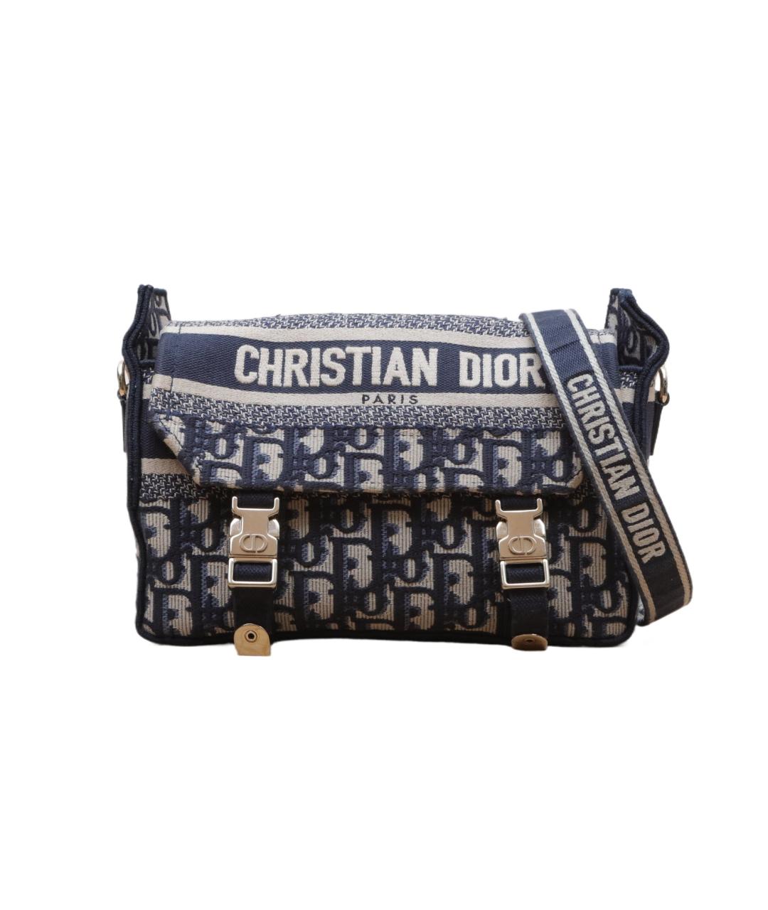 CHRISTIAN DIOR Темно-синяя жаккардовая сумка через плечо, фото 1
