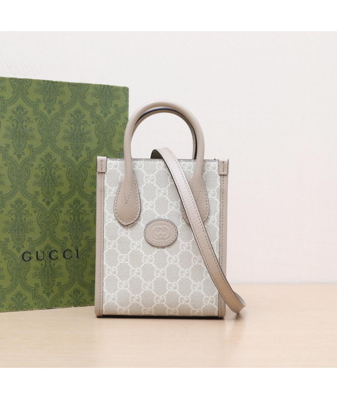 GUCCI Бежевая кожаная сумка через плечо, фото 2
