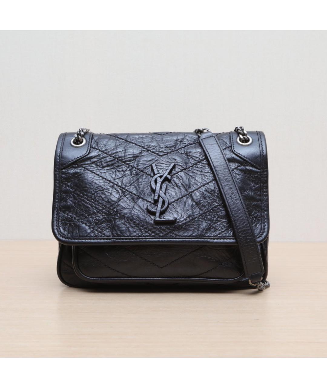SAINT LAURENT Черная кожаная сумка через плечо, фото 3