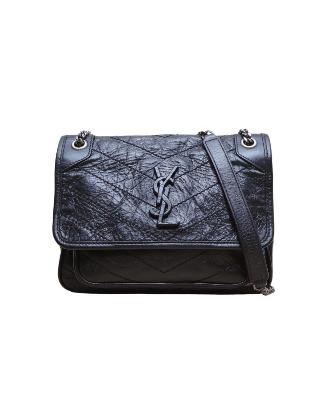 SAINT LAURENT Черная кожаная сумка через плечо, фото 1