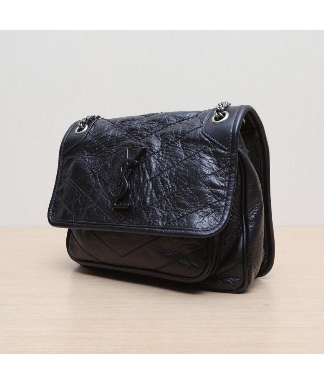 SAINT LAURENT Черная кожаная сумка через плечо, фото 4