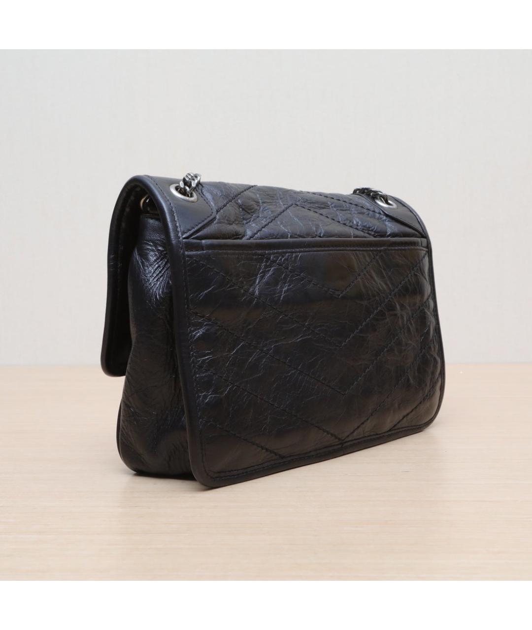 SAINT LAURENT Черная кожаная сумка через плечо, фото 6