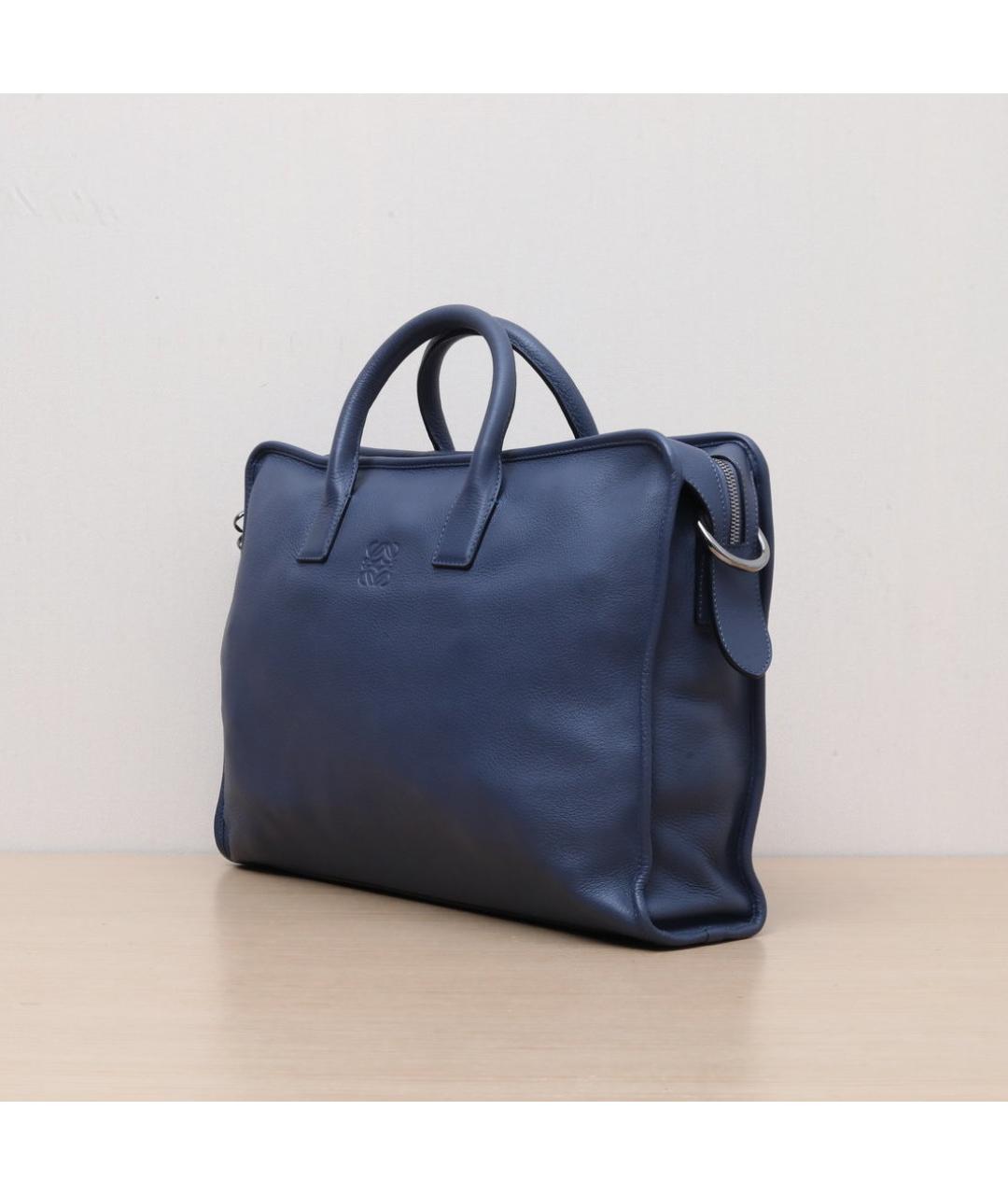 LOEWE Темно-синяя кожаная сумка через плечо, фото 4