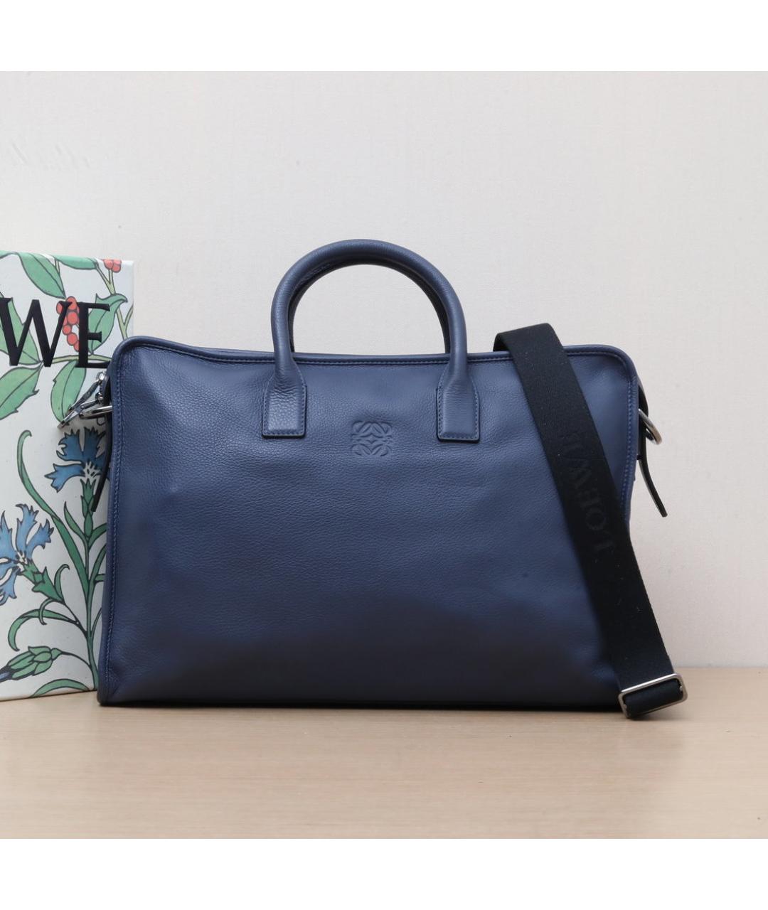 LOEWE Темно-синяя кожаная сумка через плечо, фото 2