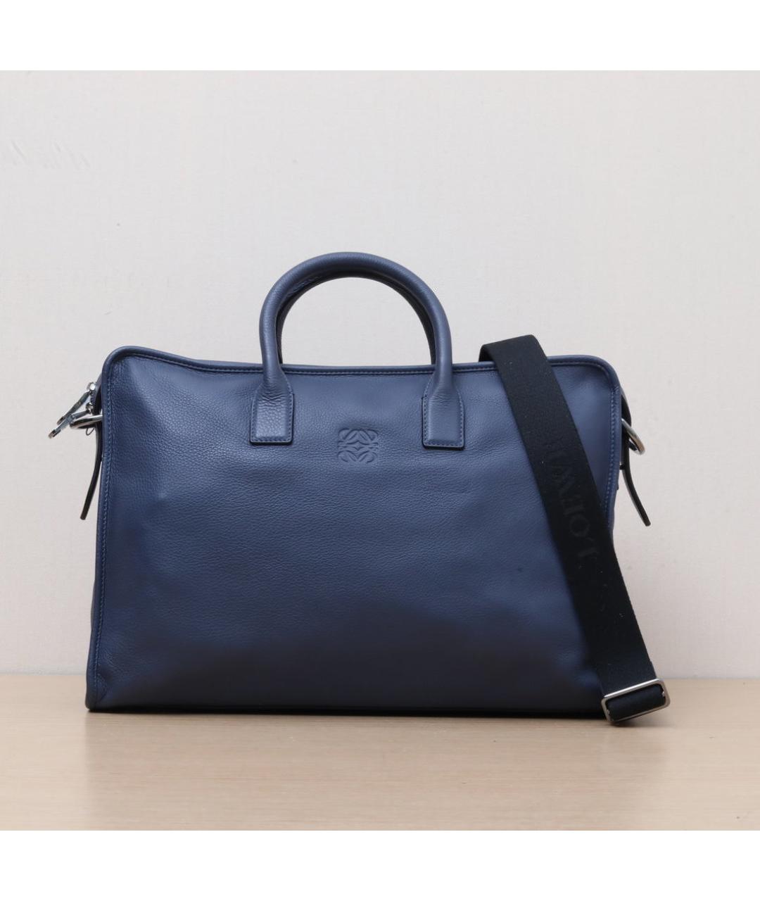 LOEWE Темно-синяя кожаная сумка через плечо, фото 3