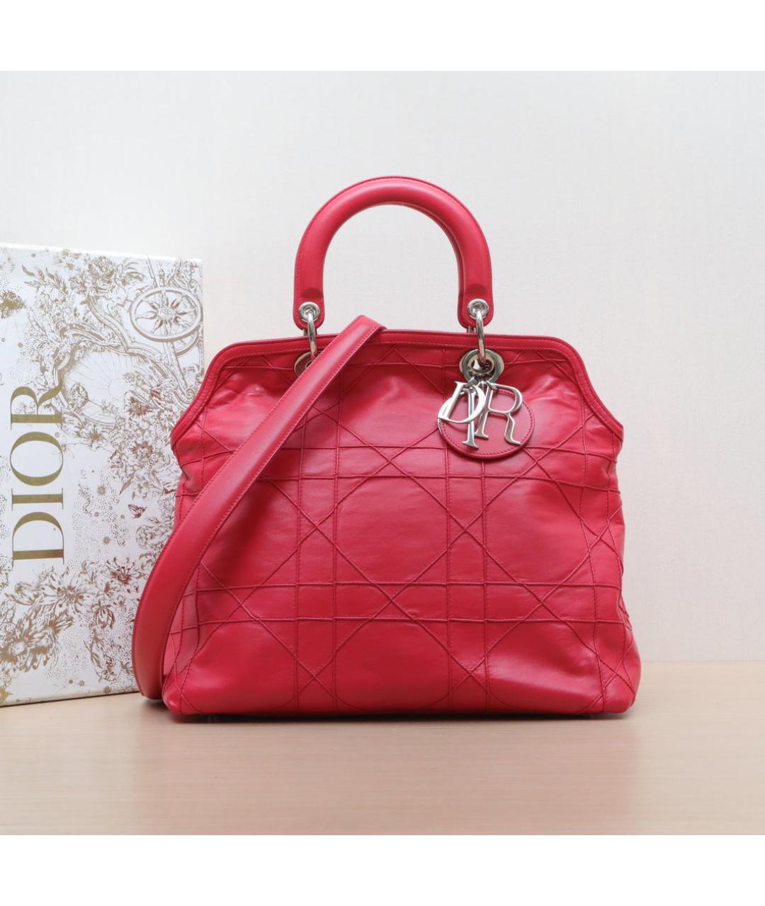 CHRISTIAN DIOR Красная кожаная сумка через плечо, фото 2