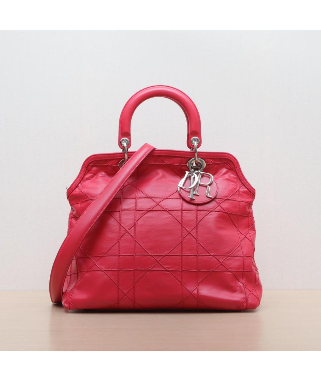 CHRISTIAN DIOR Красная кожаная сумка через плечо, фото 3