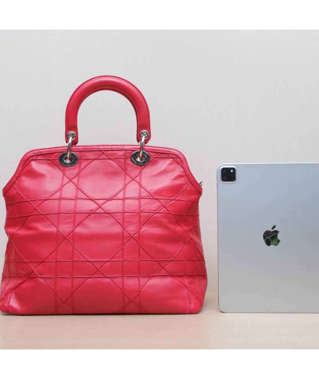 CHRISTIAN DIOR Красная кожаная сумка через плечо, фото 7