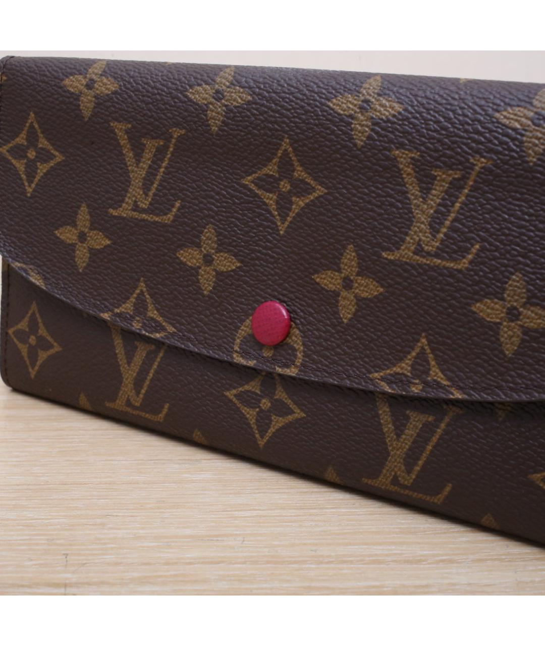 LOUIS VUITTON Коричневый кожаный кошелек, фото 8