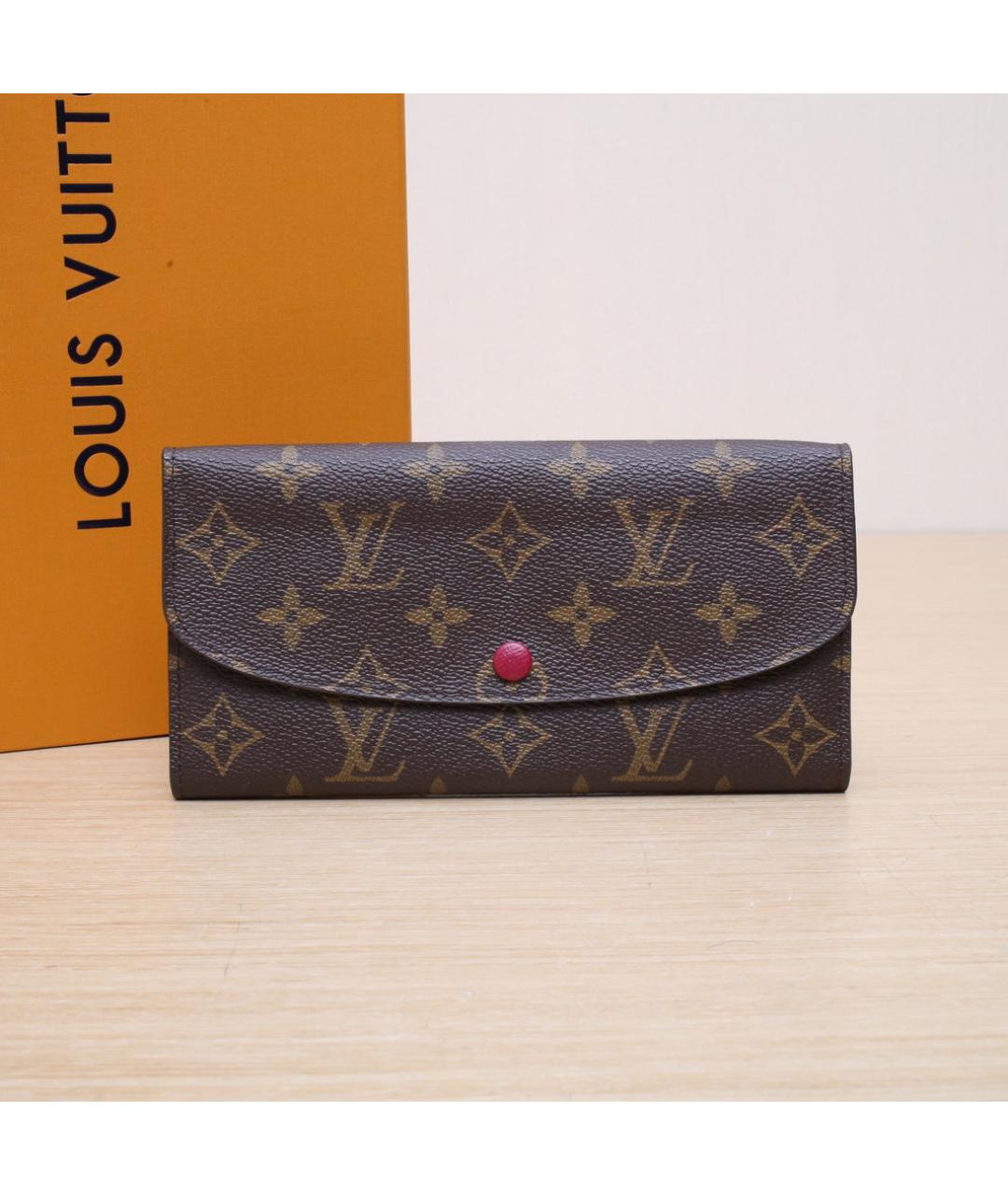 LOUIS VUITTON Коричневый кожаный кошелек, фото 2