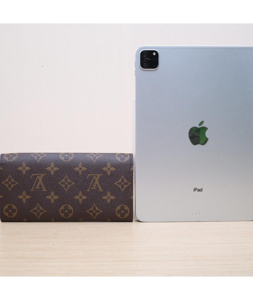 LOUIS VUITTON Коричневый кожаный кошелек, фото 7