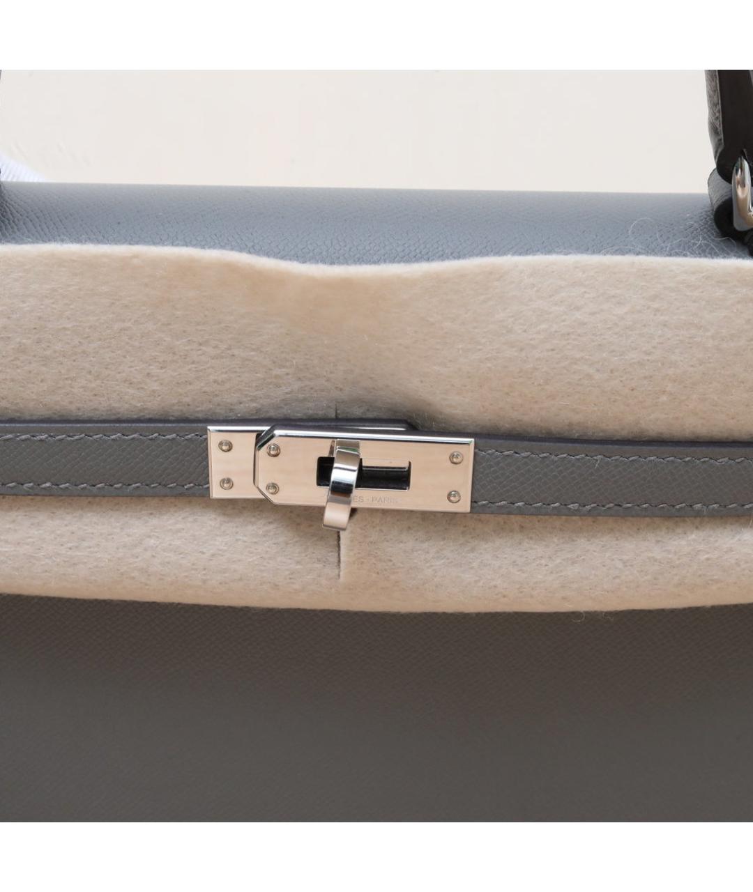 HERMES Серая кожаная сумка через плечо, фото 8