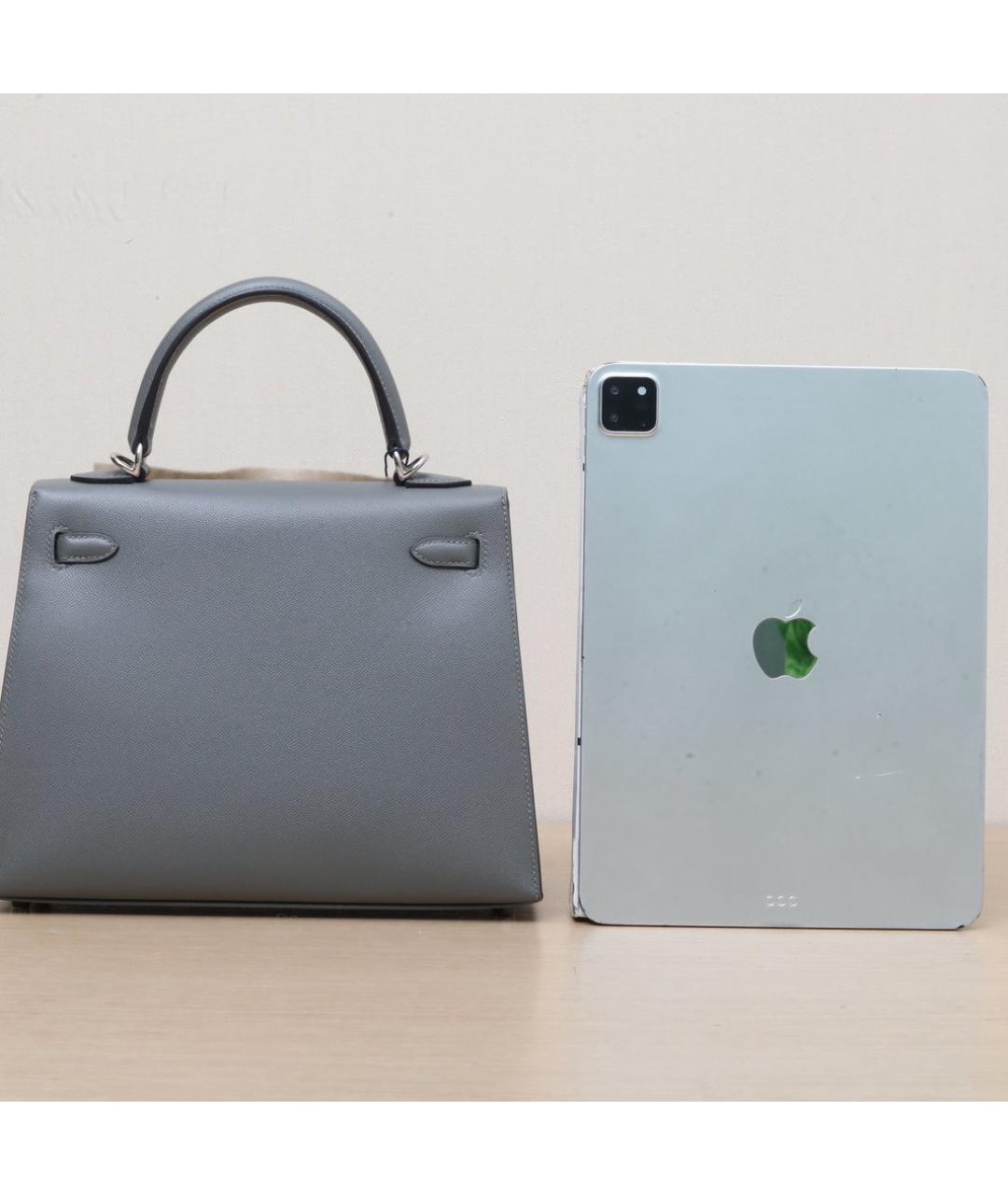 HERMES Серая кожаная сумка через плечо, фото 7