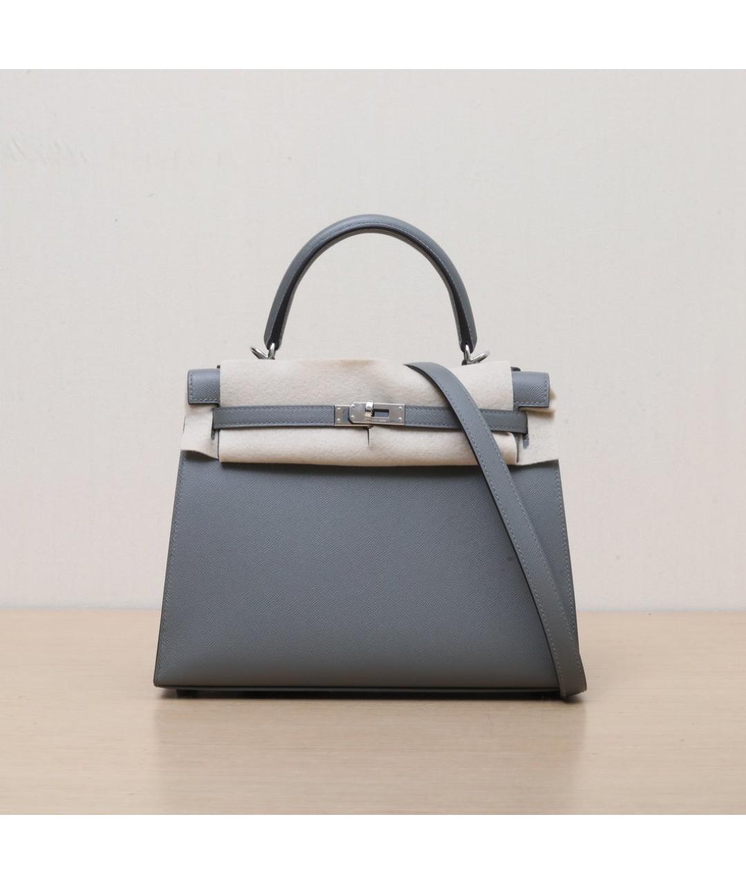 HERMES Серая кожаная сумка через плечо, фото 3