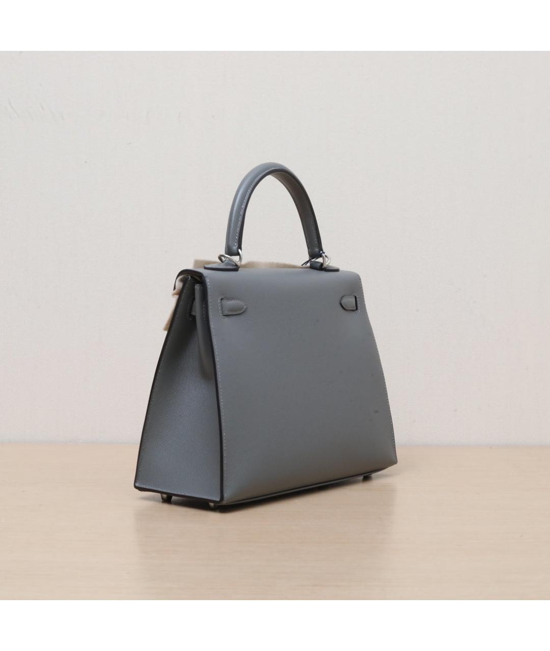 HERMES Серая кожаная сумка через плечо, фото 6