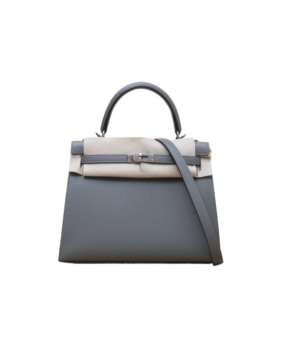 HERMES Серая кожаная сумка через плечо, фото 1