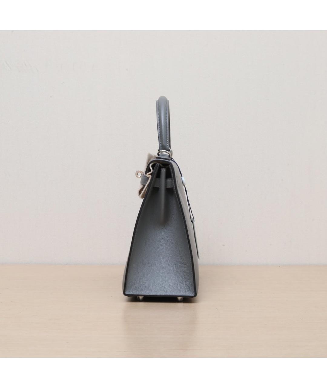 HERMES Серая кожаная сумка через плечо, фото 5