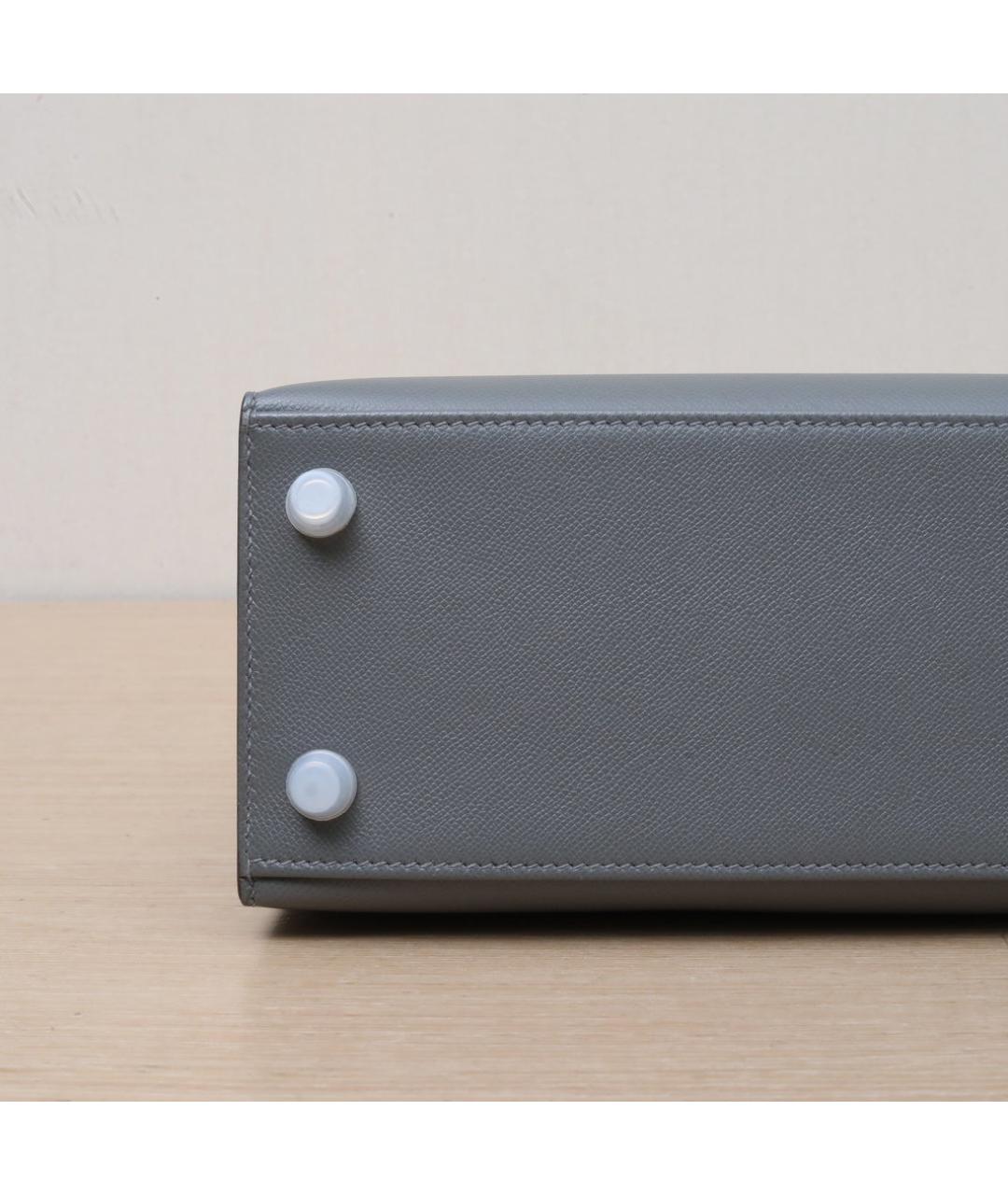 HERMES Серая кожаная сумка через плечо, фото 9