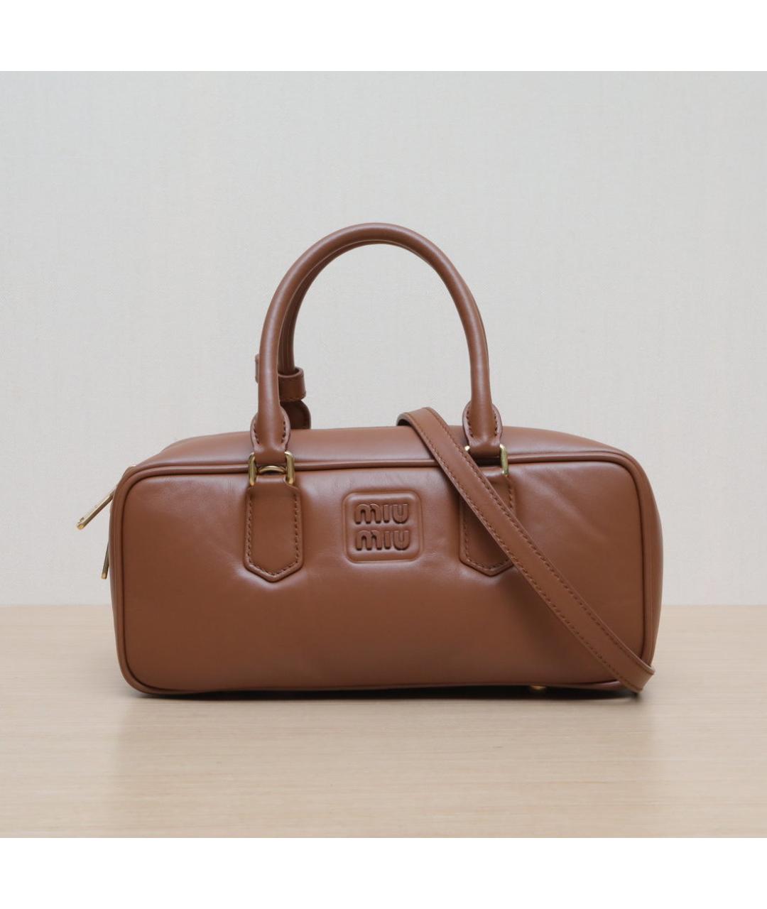 MIU MIU Коричневая кожаная сумка через плечо, фото 3