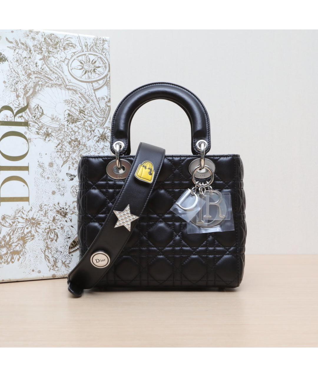 CHRISTIAN DIOR Черная кожаная сумка через плечо, фото 2