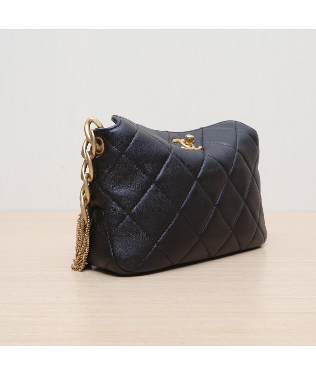 CHANEL Черная кожаная сумка через плечо, фото 6