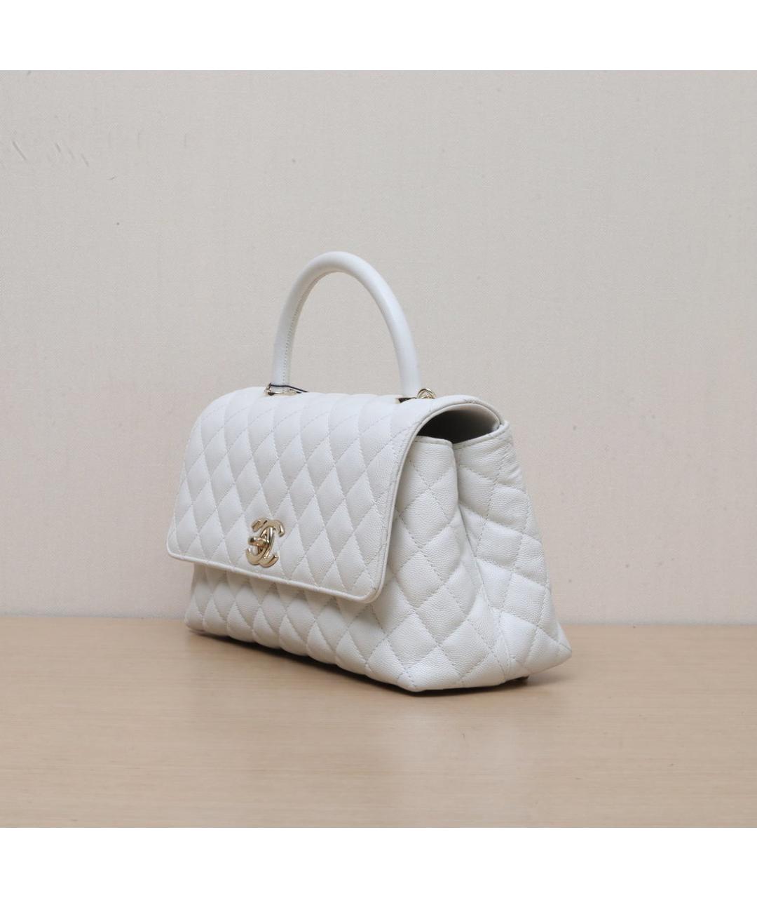 CHANEL Белая кожаная сумка через плечо, фото 4