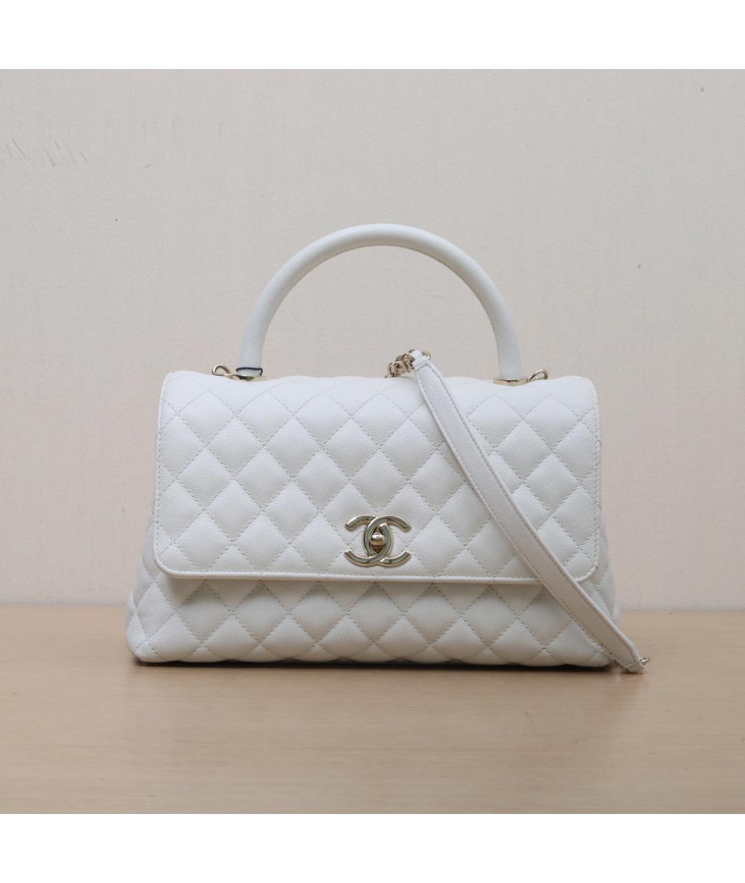 CHANEL Белая кожаная сумка через плечо, фото 3