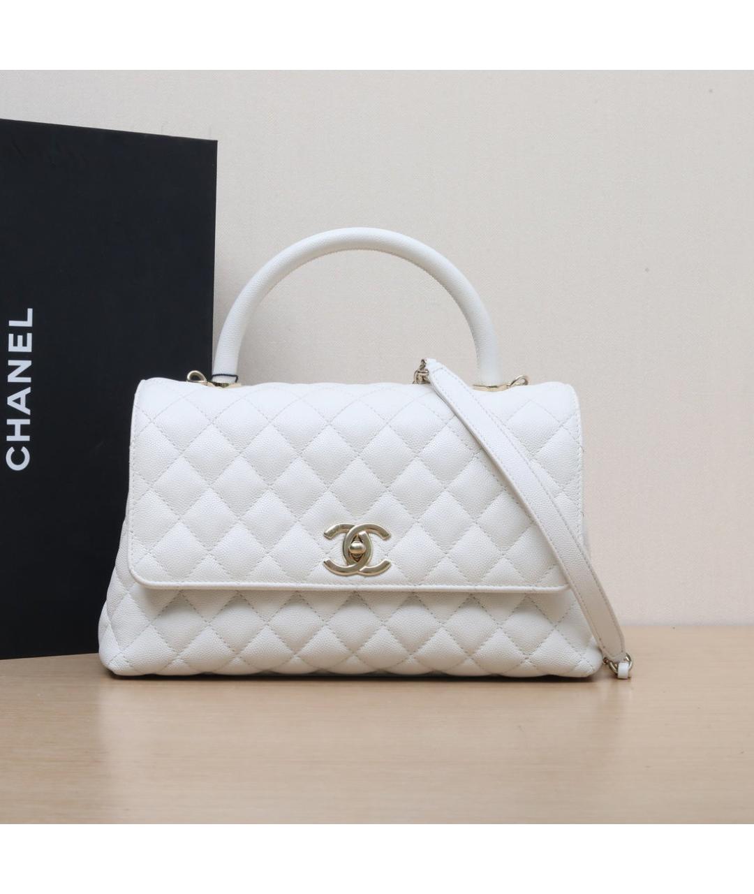 CHANEL Белая кожаная сумка через плечо, фото 2