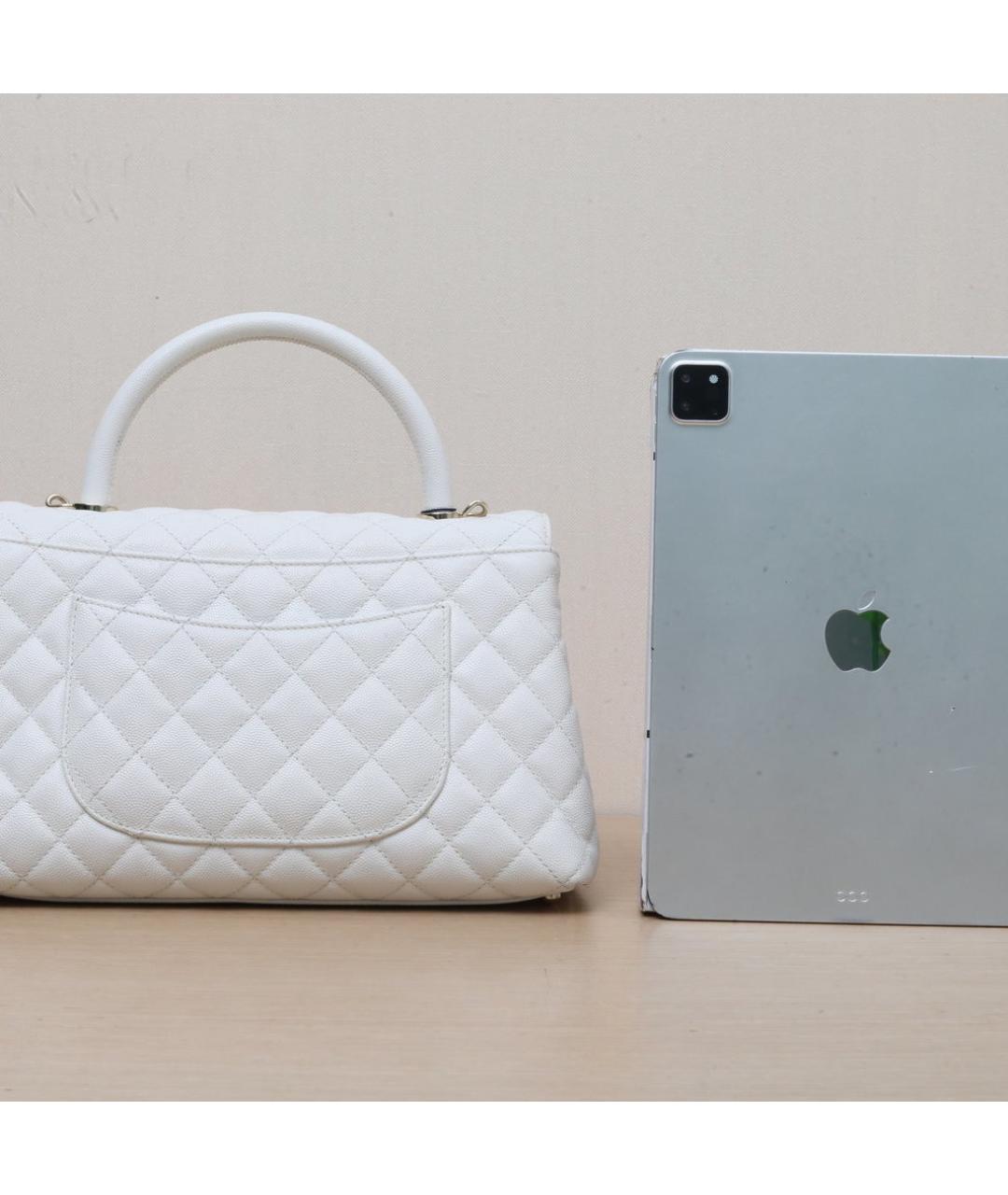 CHANEL Белая кожаная сумка через плечо, фото 7