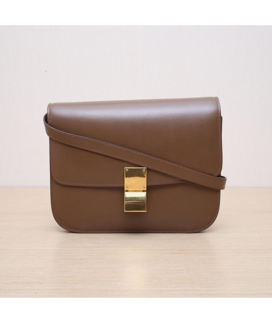 CELINE Коричневая кожаная сумка через плечо, фото 3