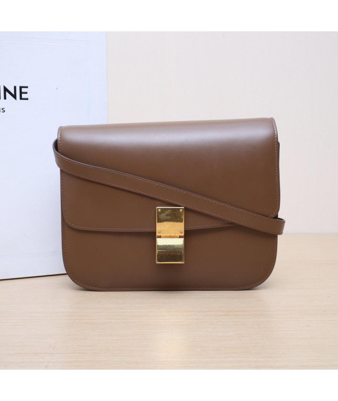 CELINE Коричневая кожаная сумка через плечо, фото 2