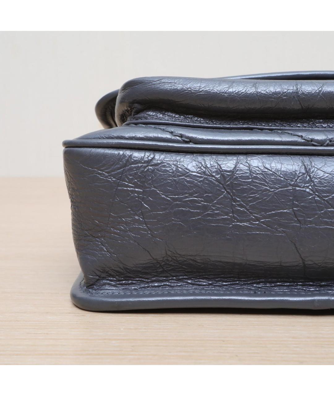 SAINT LAURENT Серая кожаная сумка через плечо, фото 9