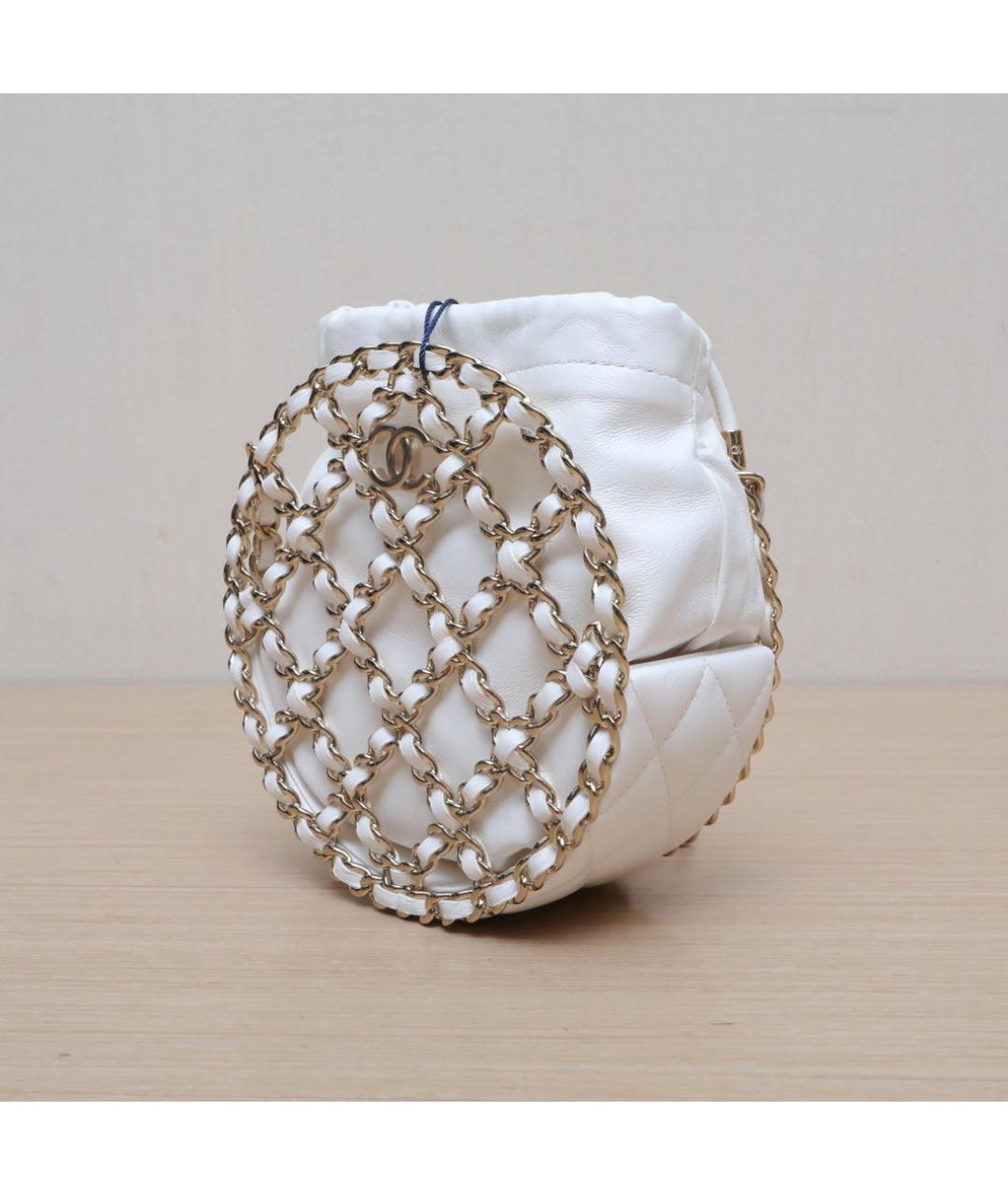 CHANEL Белая кожаная сумка через плечо, фото 4