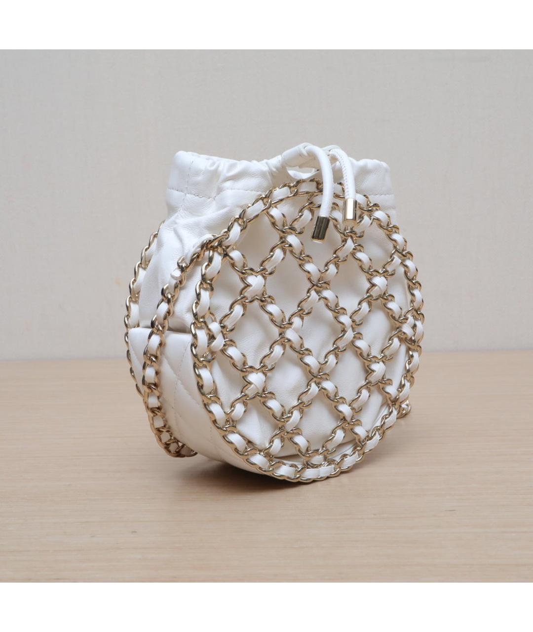 CHANEL Белая кожаная сумка через плечо, фото 6