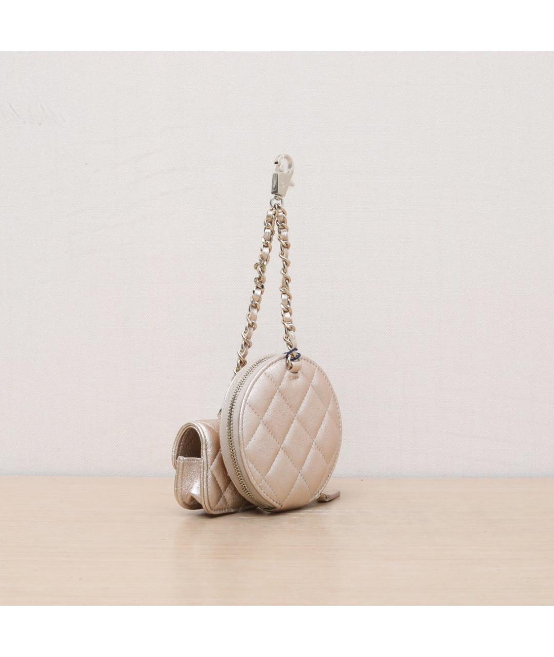 CHANEL Золотая кожаная сумка через плечо, фото 6