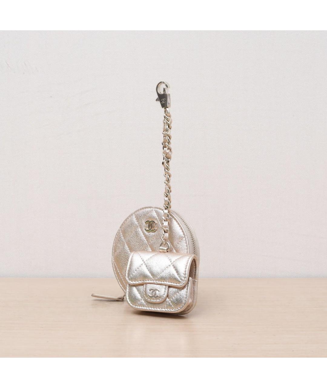 CHANEL Золотая кожаная сумка через плечо, фото 4