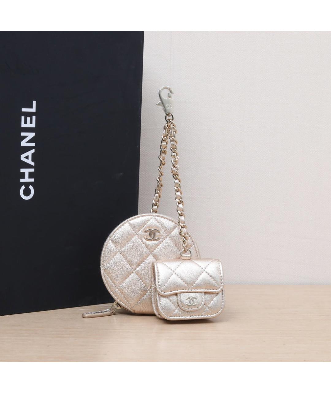 CHANEL Золотая кожаная сумка через плечо, фото 2