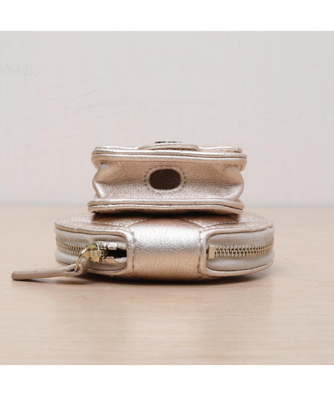 CHANEL Золотая кожаная сумка через плечо, фото 9