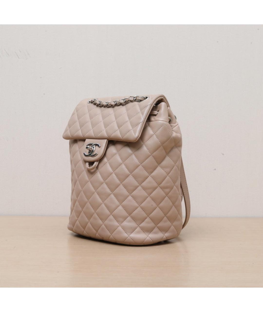 CHANEL Бежевый кожаный рюкзак, фото 4