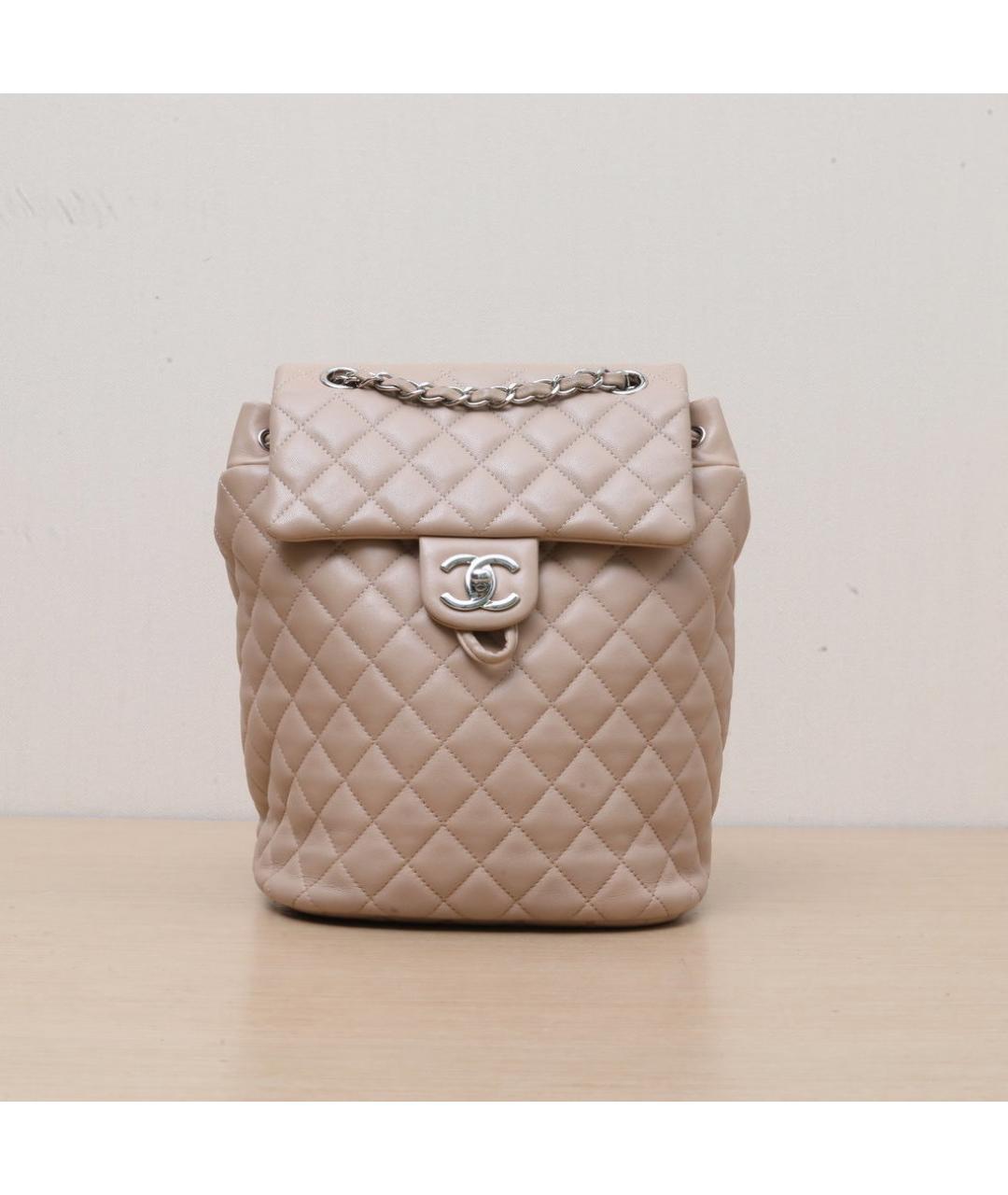 CHANEL Бежевый кожаный рюкзак, фото 3