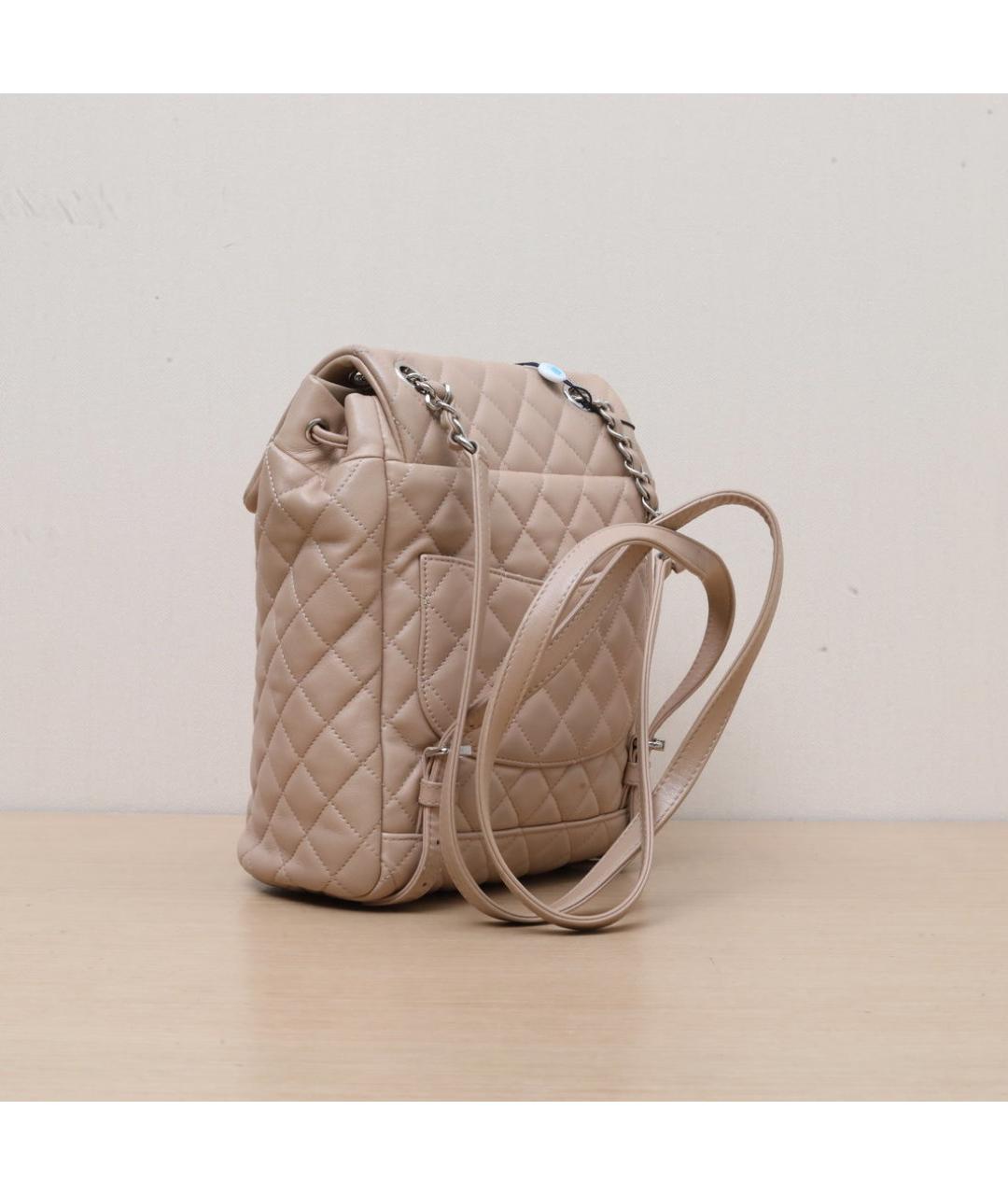 CHANEL Бежевый кожаный рюкзак, фото 6